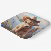 牧草地にカウボーイハットを持つ子牛 ペーパープレート (傾斜あり)