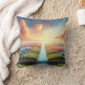 牧草地に広がる本の中を川で流れる クッション (ブランケット)