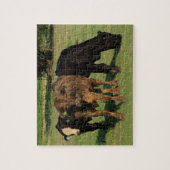 牧草地に棲む三頭のカンザス牛 ジグソーパズル (縦)