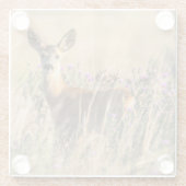 牧草地に生息するイシノシカ ガラスコースター (裏面)