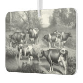 牧草地のグレースケールアートの牛 カーエアーフレッシュナー (左)