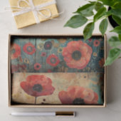 牧草地のコラージュの切り離しの赤いケシ 薄葉紙 (ギフト)