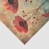 牧草地のコラージュの切り離しの赤いケシ 薄葉紙 (詳細)