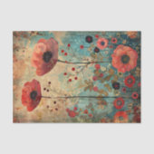 牧草地のコラージュの切り離しの赤いケシ 薄葉紙 (正面)