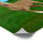 牧草地のパロミノの馬 ポスター (角)