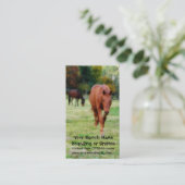 牧草地のブラウンの2頭の馬 名刺 (スタンド正面)