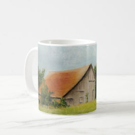牧草地のマグの赤屋根の納屋 コーヒーマグカップ