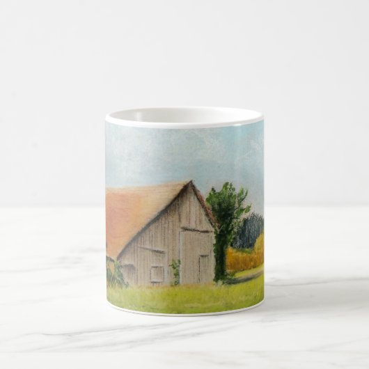 牧草地のマグの赤屋根の納屋 コーヒーマグカップ (中央)