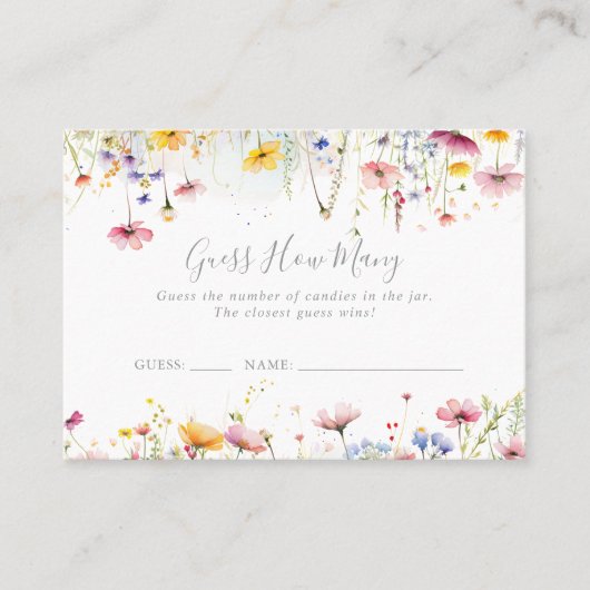 牧草地のワイルドフラワーはゲームカードの数を推測 名刺 (正面)