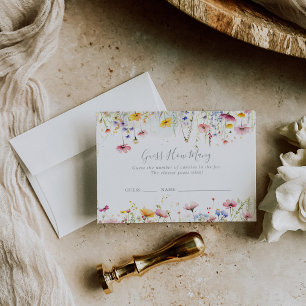 牧草地のワイルドフラワーはゲームカードの数を推測 名刺