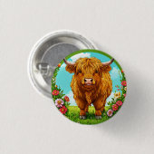 牧草地の中の飾牛 缶バッジ (正面&裏面)