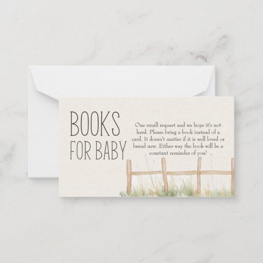 牧草地の友達が赤ちゃんシャワー用の本 ノートカード (正面)