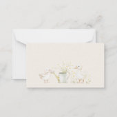 牧草地の友達が赤ちゃんシャワー用の本 ノートカード (裏面)