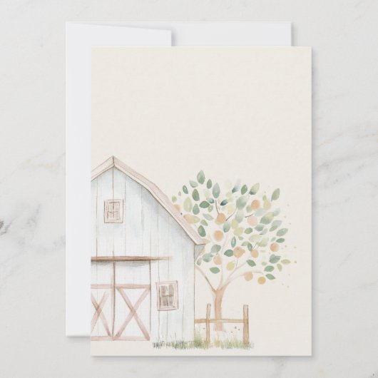 牧草地の友達が車で赤ちゃんシャワーを浴びる 招待状 (裏面)