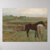 牧草地の古い有名な芸術でエドガーのガスを落とす馬 ポスター (正面)