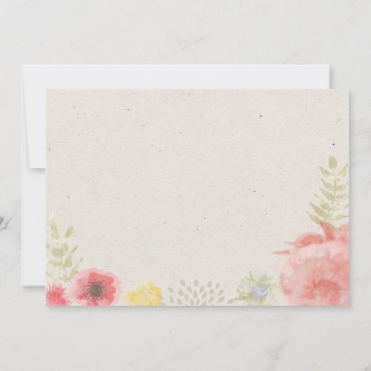 牧草地の夏の結婚テーブルの数 招待状 (裏面)