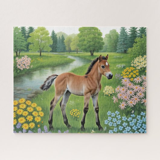 牧草地の子馬 ジグソーパズル (横)