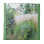 牧草地の少年 タイル (正面)