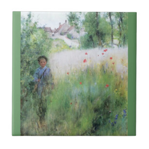 牧草地の少年 タイル