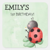 牧草地の水彩にヒラムシが誕生日すること スクエアシール (正面)