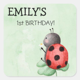 牧草地の水彩にヒラムシが誕生日すること スクエアシール