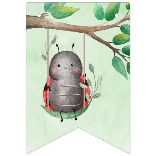 牧草地の水彩にヒラムシが誕生日すること バンティングフラッグ (第1の旗)