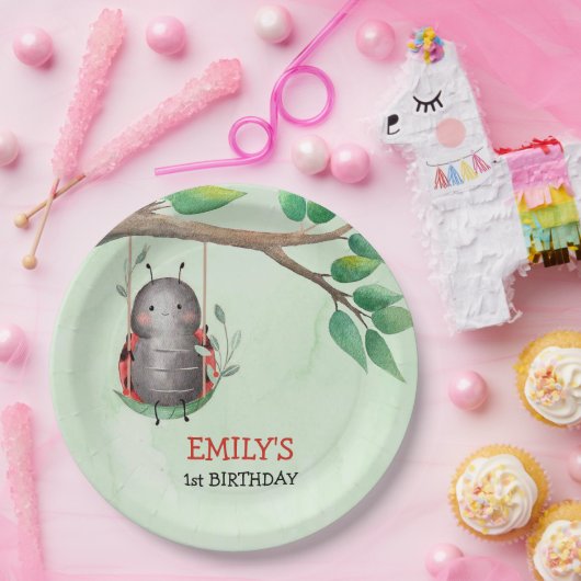 牧草地の水彩にヒラムシが誕生日すること ペーパープレート (パーティー)
