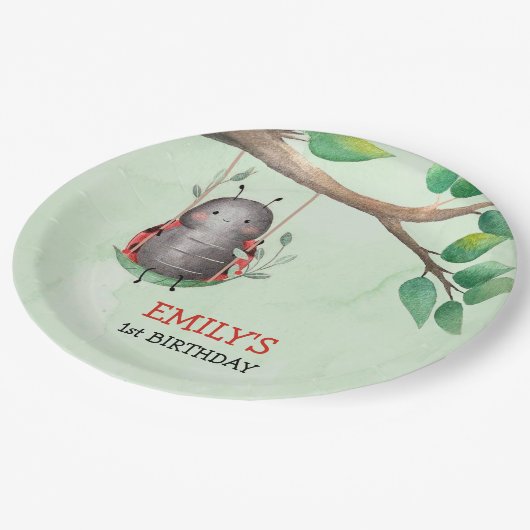 牧草地の水彩にヒラムシが誕生日すること ペーパープレート (アングル)