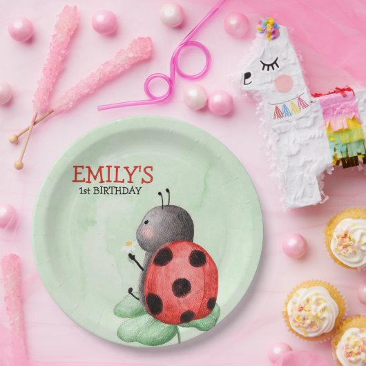 牧草地の水彩にヒラムシが誕生日すること ペーパープレート (パーティー)