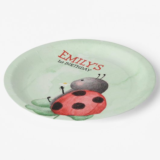 牧草地の水彩にヒラムシが誕生日すること ペーパープレート (アングル)