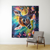 牧草地の池で子鹿 タペストリー (インサイチュ)