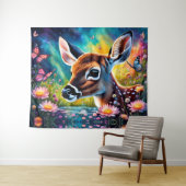 牧草地の池で子鹿 タペストリー (インサイチュ(横))