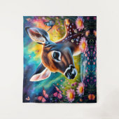 牧草地の池で子鹿 タペストリー (正面)