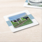 牧草地の牛コースターセット スクエアペーパーコースター (アングル)