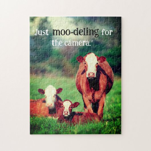 牧草地の牛 ジグソーパズル (縦)