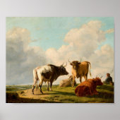 牧草地の牛 | ユージェーヌジョセフヴェルボエクホーフェン ポスター (正面)