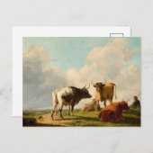 牧草地の牛 | ユージェーヌジョセフヴェルボエクホーフェン ポストカード (正面/裏面)