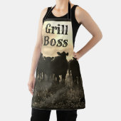 牧草地の牛 – Sepia Tone エプロン (インサイチュ)