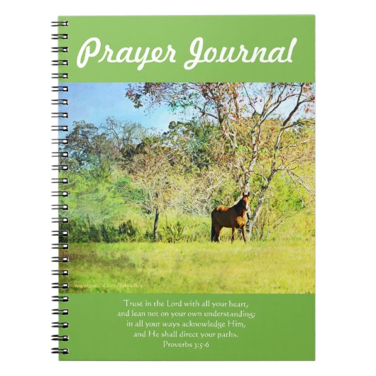 牧草地の祈りの言葉ジャーナル2-7の馬 ノートブック (正面)