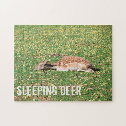 牧草地の秋に冬眠する鹿 ジグソーパズル (横)