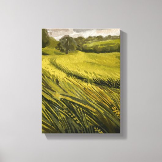 牧草地の絵画 - 静物画イラスト キャンバスプリント (正面)