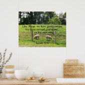 牧草地の羊と聖なる書物、 経典プリント ポスター (キッチン)