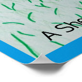 牧草地の羊の厚い紺碧の縁ど青 ポスター (角)