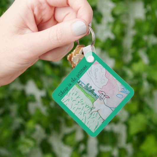 牧草地の羊 キーホルダー (手)
