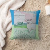 牧草地の羊 クッション (ブランケット)