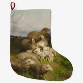 牧草地の羊(フリードリ威厳があるヒ・シェンク) ラージクリスマスストッキング