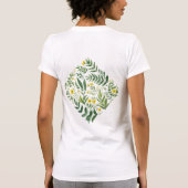 牧草地の花々: 黄色い野の花と緑の葉 Tシャツ (裏面)
