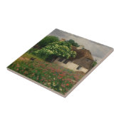 牧草地の花が咲く農家 タイル (側面)