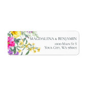 牧草地の花とハーブカラフルフローラ結婚ズ ラベル (正面)