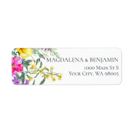 牧草地の花とハーブカラフルフローラ結婚ズ ラベル